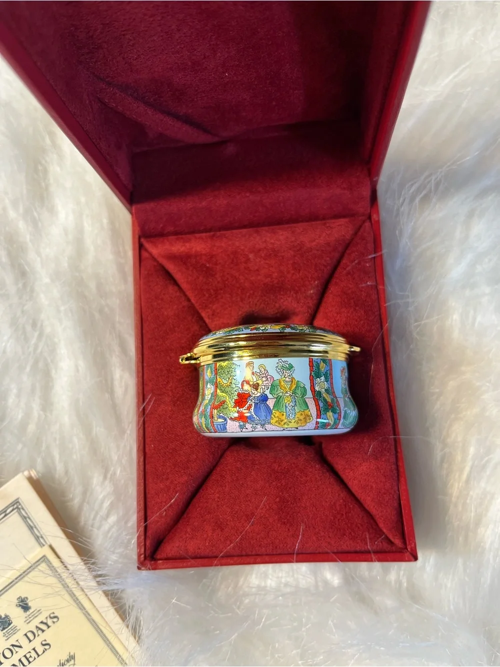 Halcyon Days Enamel Christmas 2006 Decorative Trinket Box - Red/Green